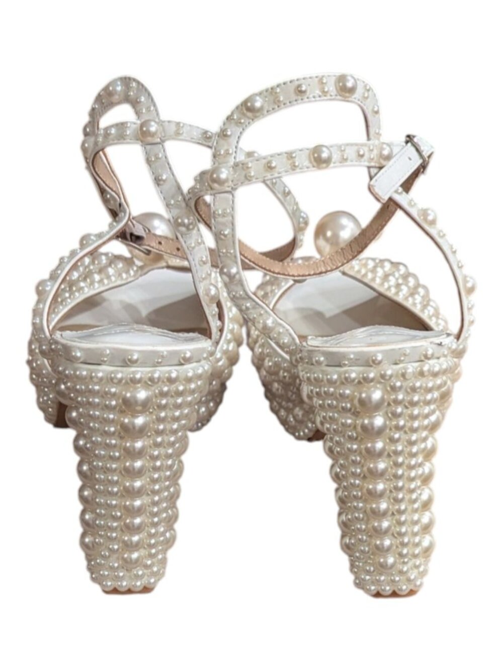 Womens Pearl Platform Heels Bridal Wedding Shoes - Picture 5 of 9